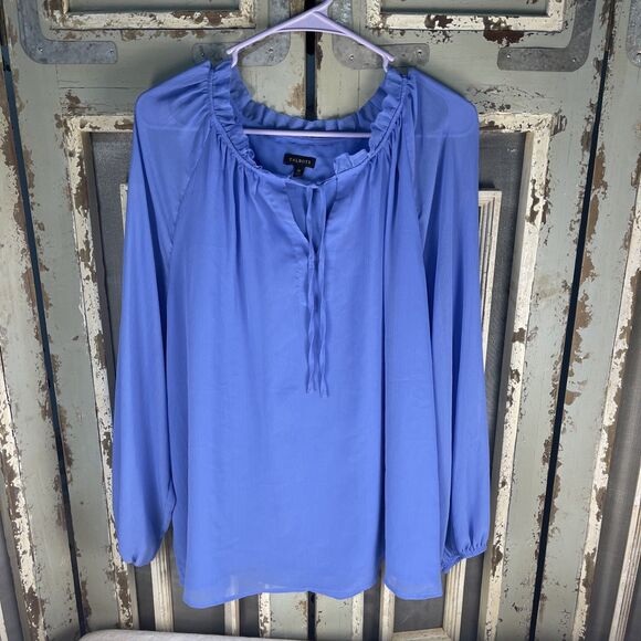 Talbots Tops - Talbots Light Blue Chiffon Long Sleeve Blouse, XL